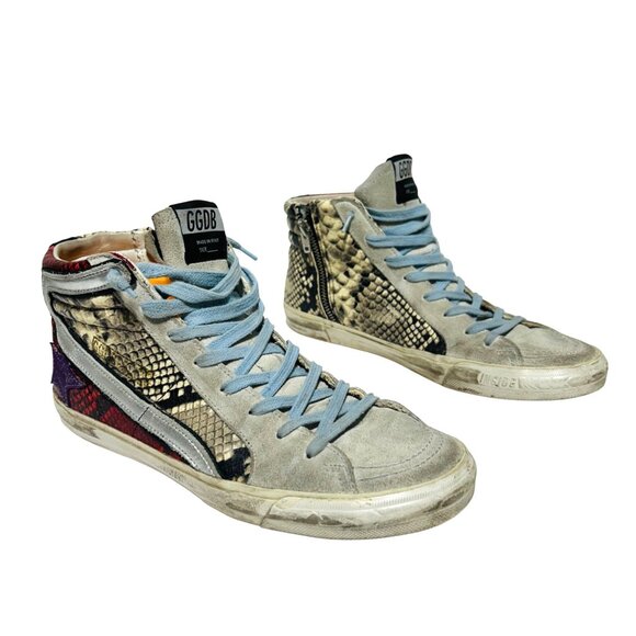 Golden Goose Deluxe Brand GGDB Slide Sneakers Sz 39 Python Print Genuine Leather